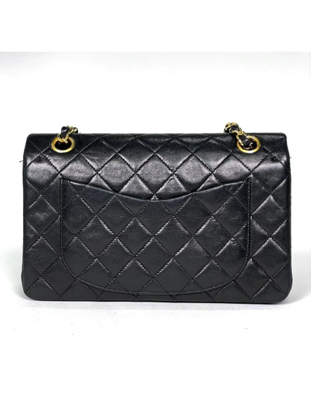 Chanel Quilted Shoulder Bag CC Logo Double Flap Leather Black